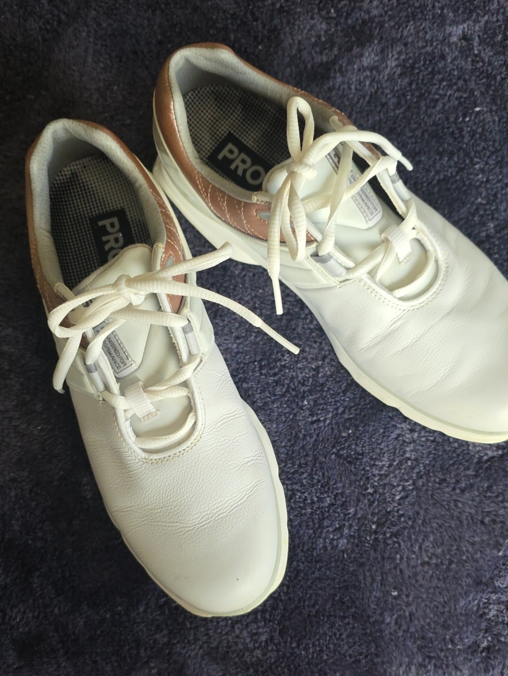 Ladys Golf Pro/sl Foot Joy Shoes Worn 1 Time Size 8.5 Whute With Rose Brown